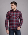 Koszula Męska Casual Czerwona w Kratę Regular Formax