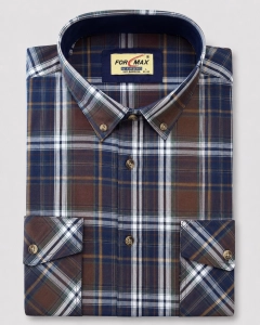 Koszula Męska Casual Brązowa w Kratę Regular Formax L253