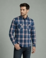 Koszula Męska Casual Granatowa w Kratę Regular Formax