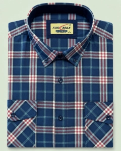 Koszula Męska Casual Granatowa w Kratę Regular Formax L257