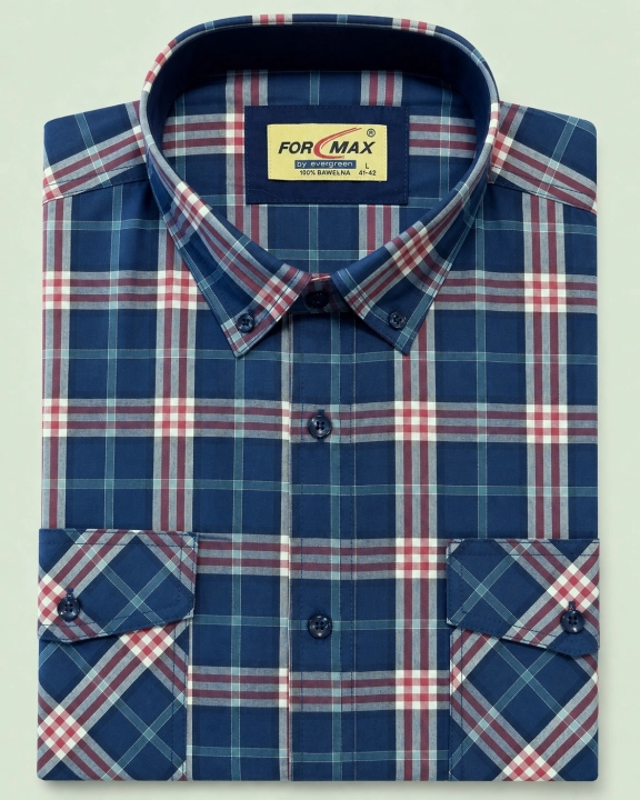Koszula Męska Casual Granatowa w Kratę Regular Formax