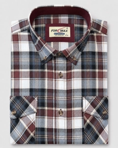 Koszula Męska Casual Bordowa w Kratę Regular Formax L258