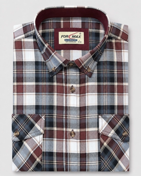 Koszula Męska Casual Bordowa w Kratę Regular Formax