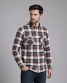 Koszula Męska Casual Bordowa w Kratę Regular Formax
