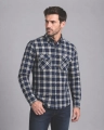Koszula Męska Casual Granatowa w Kratę Regular Formax