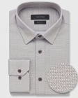 Koszula Męska Elegancka Beżowa we Wzorki Slim Fit Viadi Polo