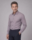 Koszula Męska Elegancka Bordowa we Wzorki Slim Fit Viadi Polo