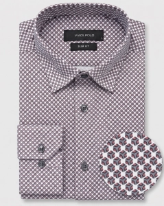 Koszula Męska Elegancka Biała we Wzorki Slim Fit Viadi Polo L267