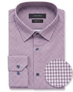 Koszula Męska Elegancka Czerwona we Wzorki Slim Fit Viadi Polo L271