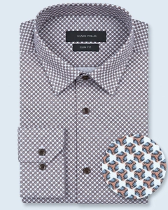 Koszula Męska Elegancka Biała we Wzorki Slim Fit Viadi Polo L274