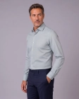 Koszula Męska Elegancka Miętowa we Wzorki Slim Fit Viadi Polo