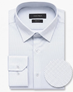 Koszula Męska Elegancka Błękitna we Wzorki Slim Fit Viadi Polo L276