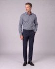 Koszula Męska Elegancka Granatowa we Wzorki Slim Fit Viadi Polo