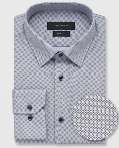 Koszula Męska Elegancka Szara we Wzorki Slim Fit Viadi Polo L279