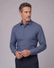 Koszula Męska Elegancka Granatowa we Wzorki Slim Fit Viadi Polo