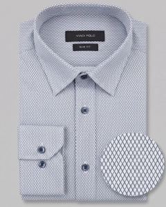 Koszula Męska Elegancka Błękitna we Wzorki Slim Fit Viadi Polo L281