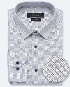 Koszula Męska Elegancka Błękitna we Wzorki Slim Fit Viadi Polo L283