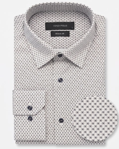 Koszula Męska Elegancka Biała we wzorki Regular Viadi Polo L298