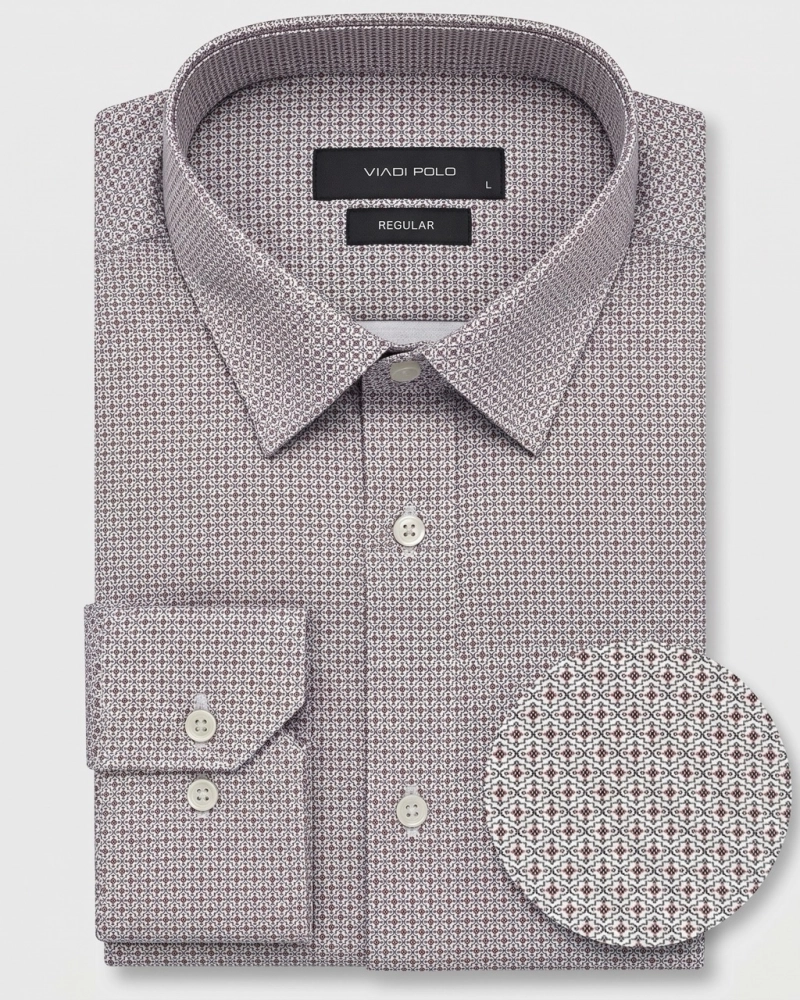 Koszula Męska Elegancka Szara we Wzorki Regular Viadi Polo
