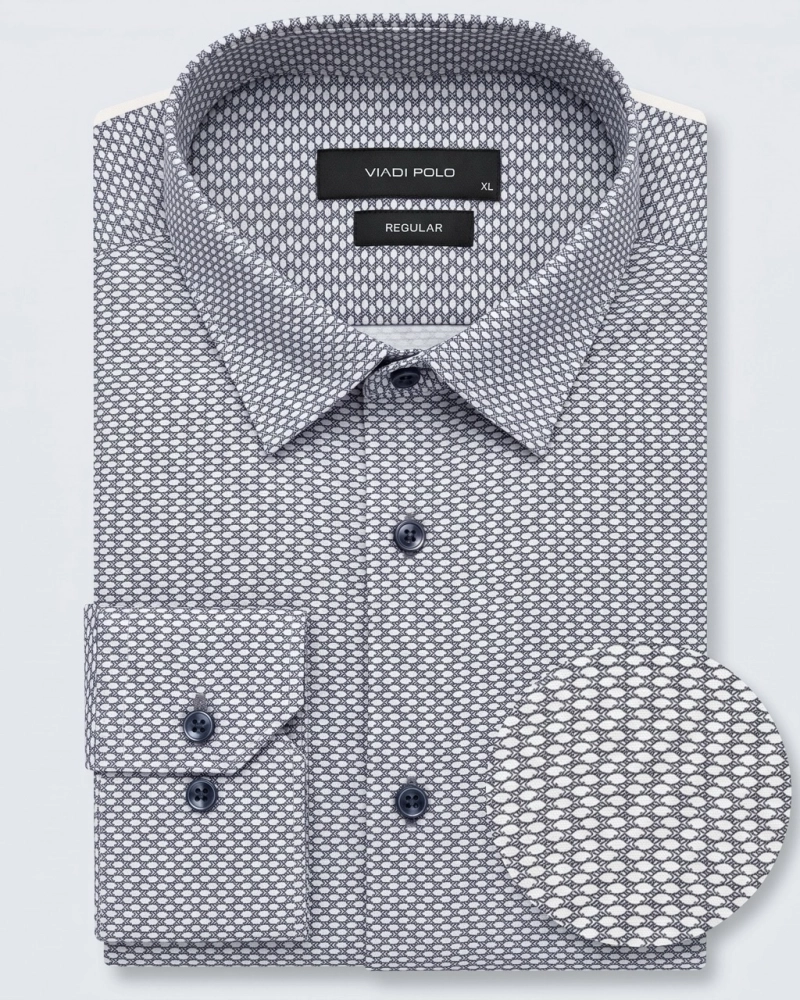 Koszula Męska Elegancka Szara we Wzorki Regular Viadi Polo