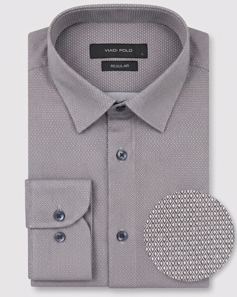 Koszula Męska Elegancka Szara we Wzorki Regular Viadi Polo