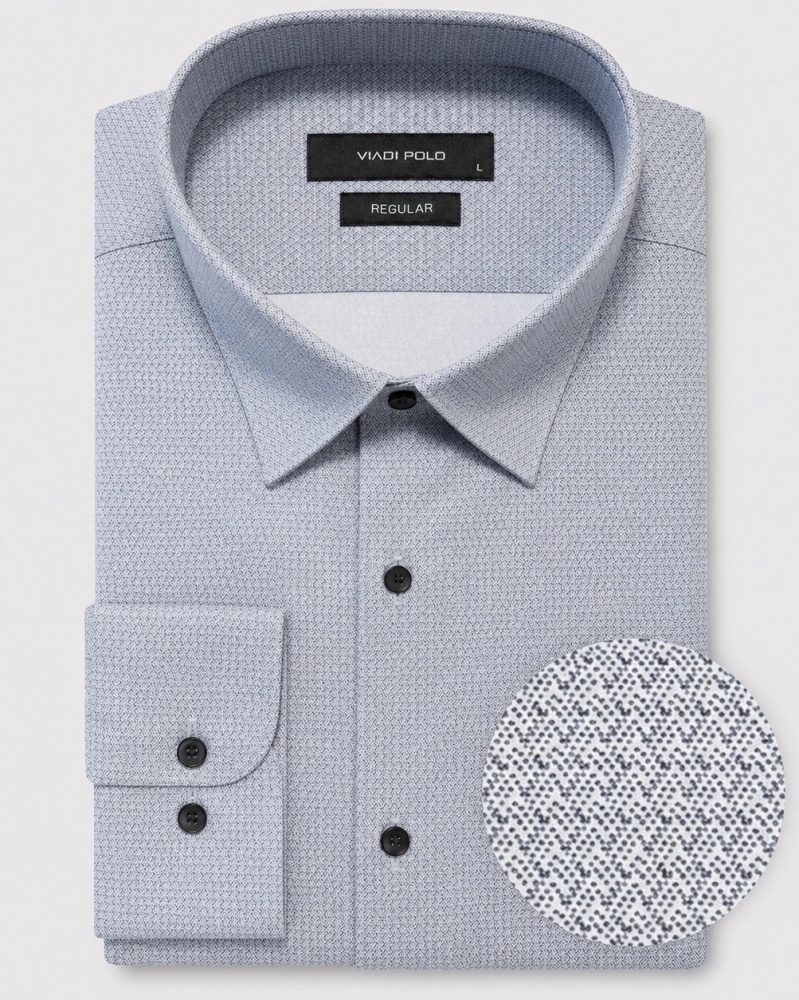 Koszula Męska Elegancka Szara we Wzorki Regular Viadi Polo