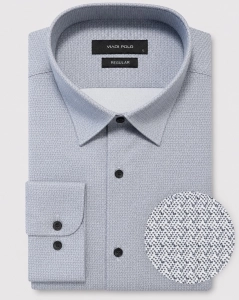 Koszula Męska Elegancka Szara we Wzorki Regular Viadi Polo L288