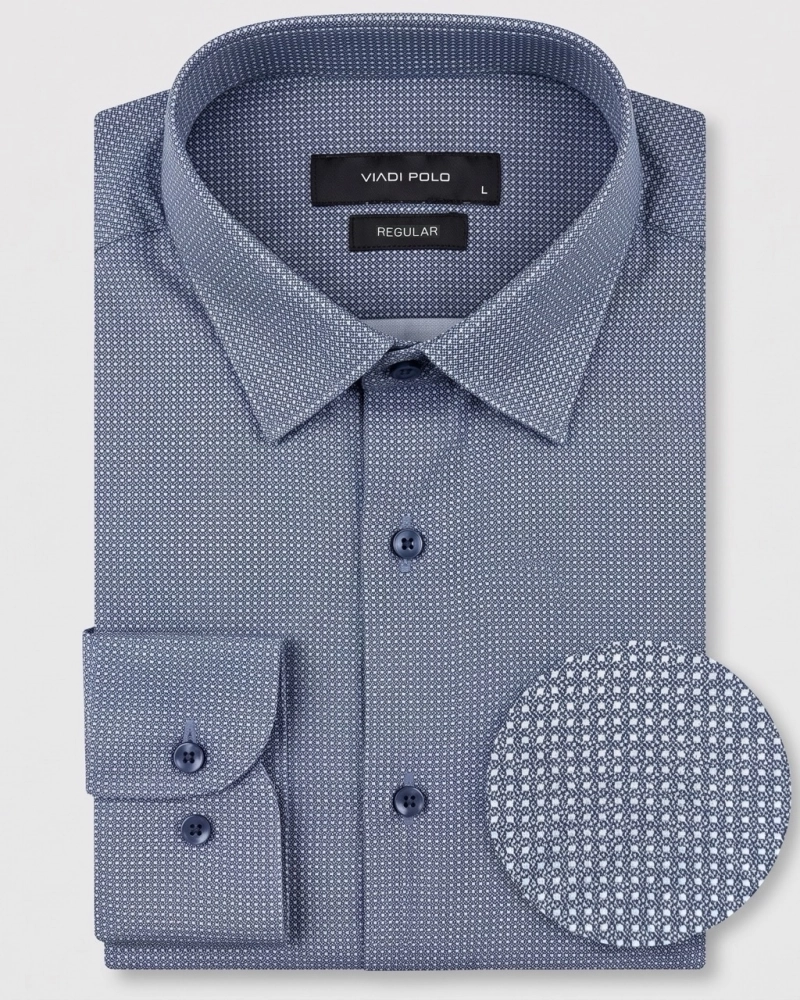 Koszula Męska Elegancka Granatowa we Wzorki Regular Viadi Polo