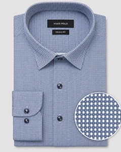Koszula Męska Elegancka Granatowa we Kratkę Regular Viadi Polo L290