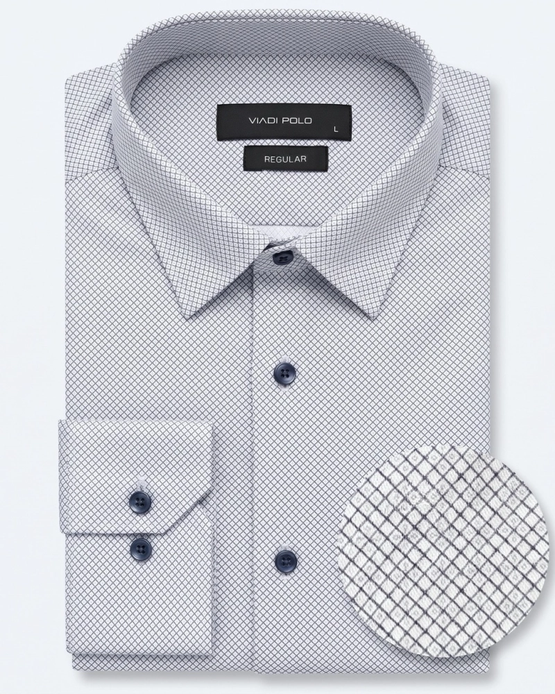 Koszula Męska Elegancka Błękitna we Wzorki Regular Viadi Polo