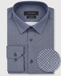 Koszula Męska Elegancka Granatowa we Wzorki Regular Viadi Polo L295