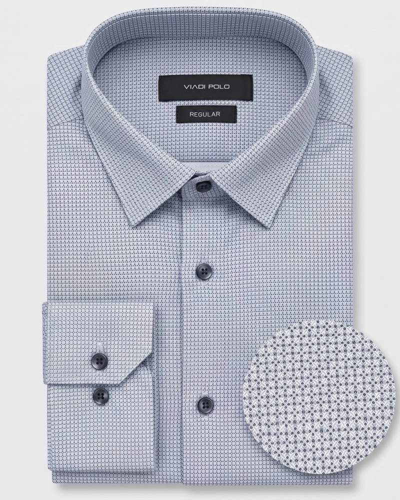 Koszula Męska Elegancka Błękitna we wzorki Regular Viadi Polo