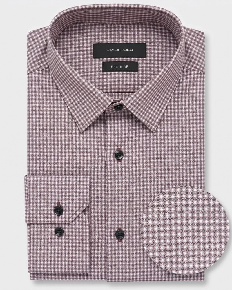 Koszula Męska Elegancka Bordowa we wzorki Regular Viadi Polo