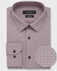 Koszula Męska Elegancka Bordowa we wzorki Regular Viadi Polo L301