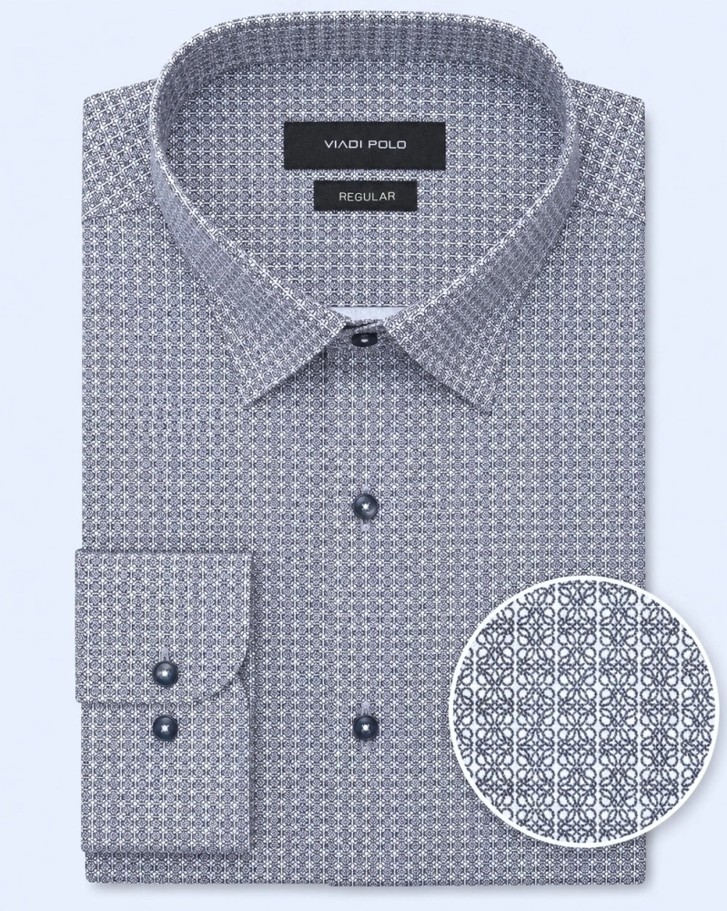 Koszula Męska Elegancka Granatowa we wzorki Regular Viadi Polo