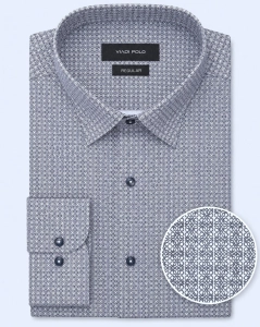 Koszula Męska Elegancka Granatowa we wzorki Regular Viadi Polo L303