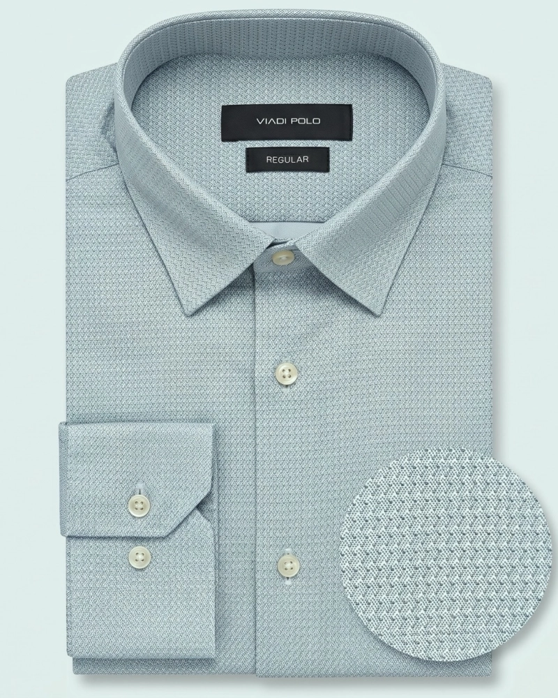 Koszula Męska Elegancka Miętowa we Wzorki Regular Viadi Polo