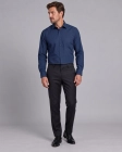 Koszula Męska Elegancka Gładka Granatowa w Kroju Regular Laviino