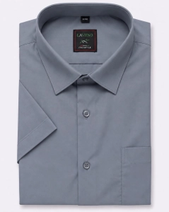 Koszula Męska Elegancka Gładka Szara w Kroju Regular Laviino K953