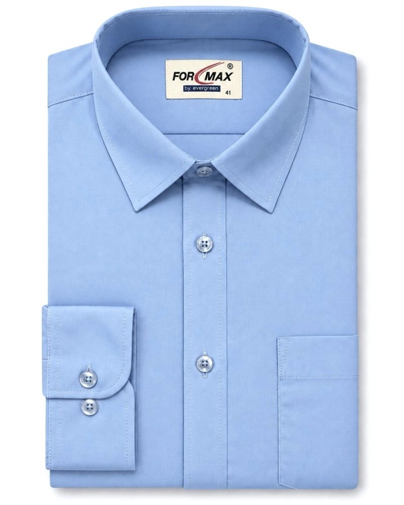 Koszula Męska Elegancka Gładka Niebieska Regular Formax