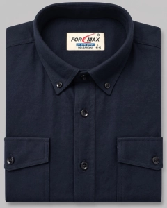 Koszula Męska Flanelowa Casual Granatowa Regular Formax L325