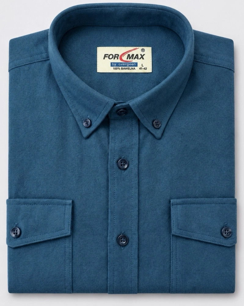 Koszula Męska Flanelowa Casual Granatowa Regular Formax