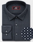 Koszula Męska Elegancka Czarna w Kropki SLIM FIT 4Q4 Men's Wear
