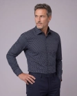 Koszula Męska Elegancka Czarna w Kropki SLIM FIT 4Q4 Men's Wear