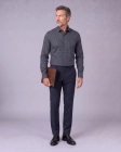 Koszula Męska Elegancka Czarna w Kropki SLIM FIT 4Q4 Men's Wear