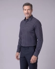 Koszula Męska Elegancka Granatowa w Kropki SLIM FIT 4Q4 Men's Wear