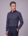 Koszula Męska Elegancka Granatowa w Kropki SLIM FIT 4Q4 Men's Wear