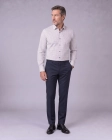 Koszula Męska Elegancka Biała we Wzorki Slim Fit 4Q4 Men's Wear
