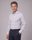 Koszula Męska Elegancka Biała we Wzorki Slim Fit 4Q4 Men's Wear