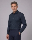 Koszula Męska Elegancka Czarna we Wzorki Slim Fit 4Q4 Men's Wear